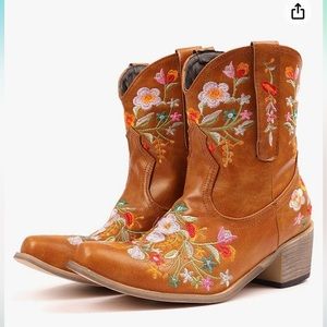 Embroidered Ankle Cowgirl Boots